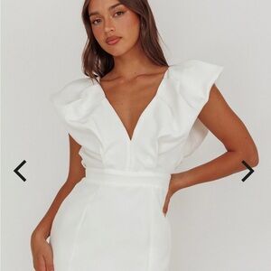 Selfie Leslie White Ruffle Mini Dress